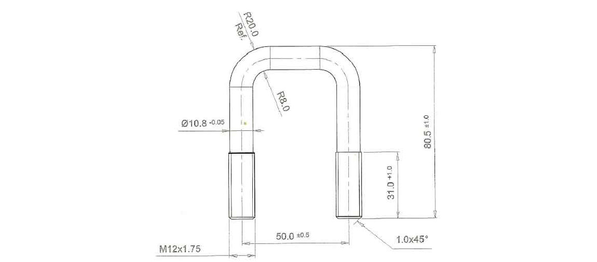 Stainless Steel U Bolts M12 X 38 X 80