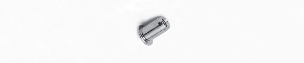 Rivet Nuts, Aluminium Round Shank Flat Head Open End M8x18.5mm