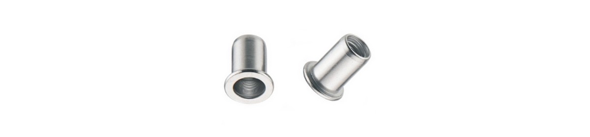 Rivet Nuts, Aluminium Round Shank Flat Head Open End M10x19.75mm