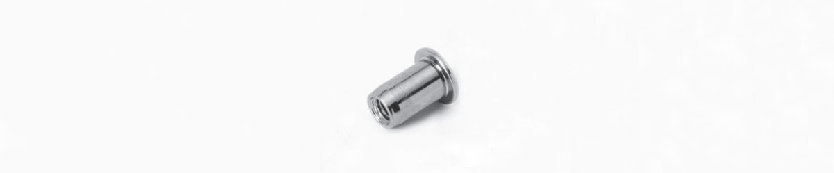 Rivet Nuts, Aluminium Round Shank Flat Head Open End M8x16mm