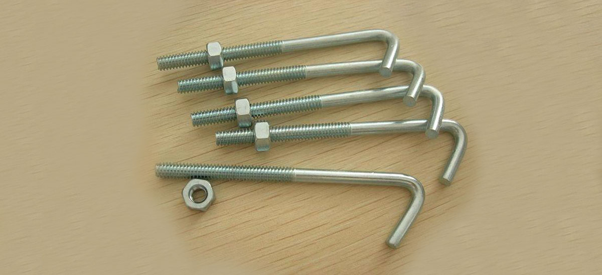 J Bolts, Carbon Steel J Bolts with Nut, M20 X 190 mm