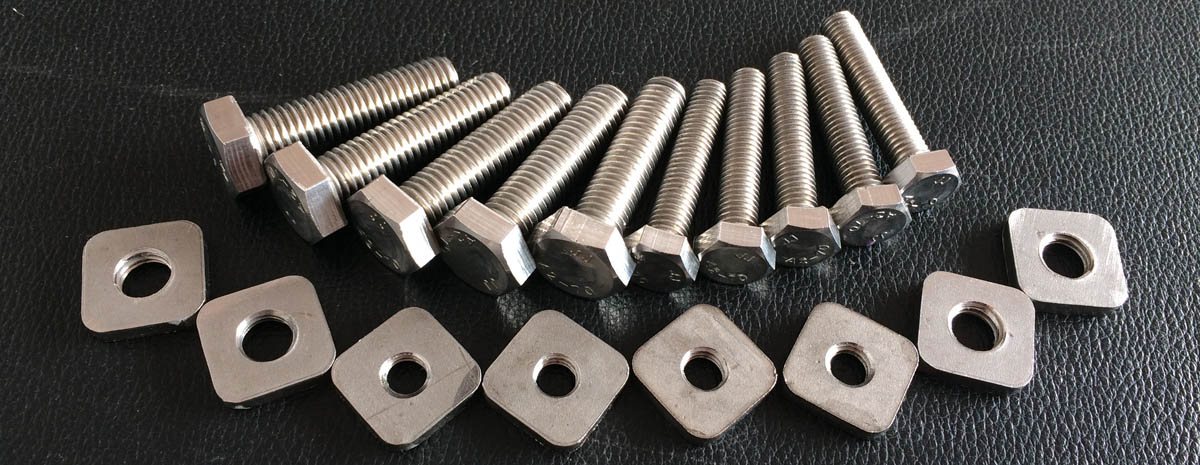 RVS A2 Hex Bolt DIN933 M10x40 with RVS square nuts 2