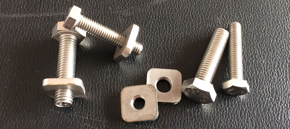 RVS A2 Hex Bolt DIN933 M10x40 with RVS square nuts