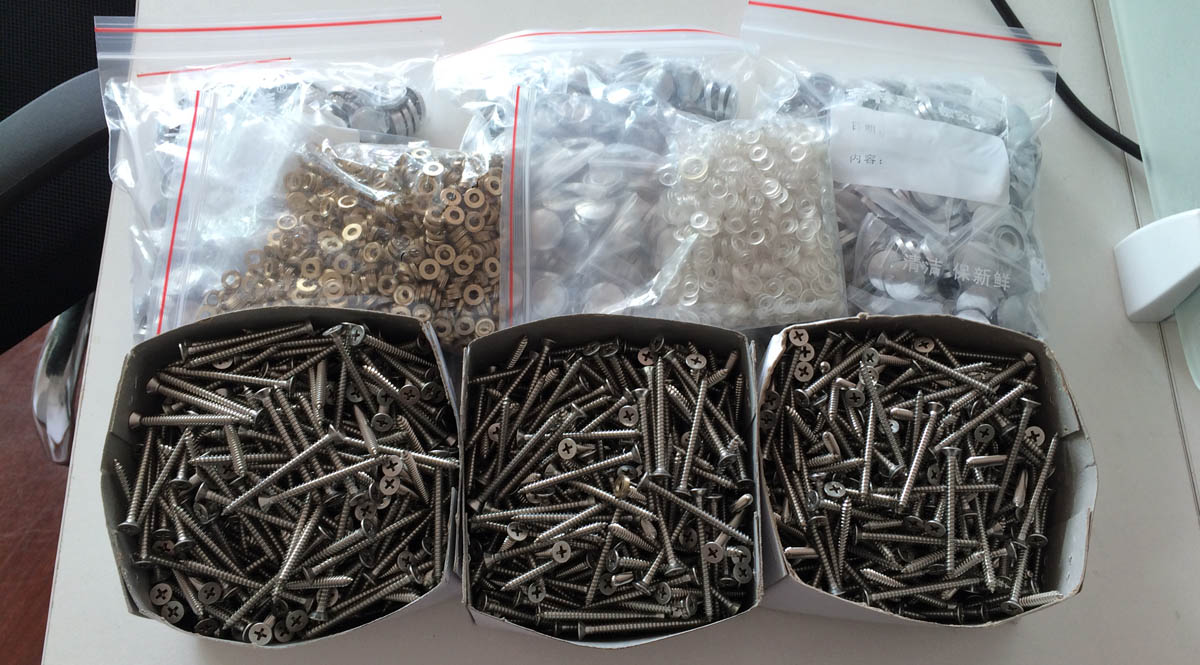 Self Drilling Screw set including SS304 screw, brass cap, brass washer, nylon washer 2