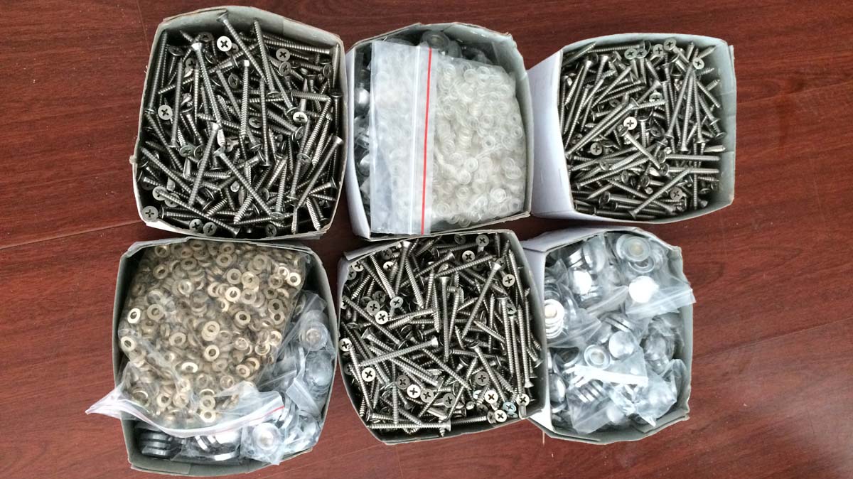 Self Drilling Screw set including SS304 screw, brass cap, brass washer, nylon washer 4