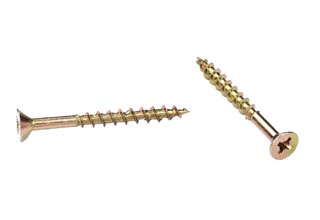 China Yellow Zinc Plated Galvanized Chipboard Screw CSK Head Pozi 4.5X50/30