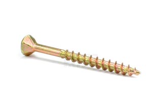 China Yellow Zinc Plated Galvanized Chipboard Screw CSK Head Pozi 4.5X60/35
