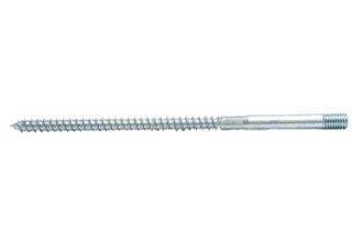Hanger bolt with wood thread and metric thread with hexagon in center blue zinc plated M8x160