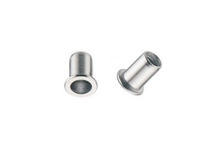 Rivet Nuts, Aluminium Round Shank Flat Head Open End M10x19.75mm