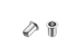 Rivet Nuts, Aluminium Round Shank Flat Head Open End M8x21.5mm