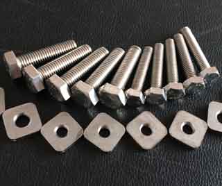 RVS A2 Hex Bolt DIN933 M10x40 with RVS square nuts 2